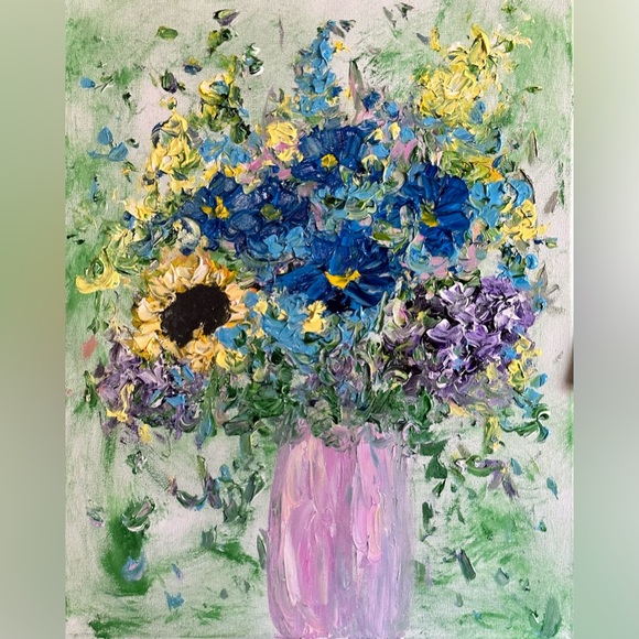 Other - SALE SIGNED ORIGINAL ACRYLIC HEAVILY TEXTURIZED FLORAL PAINTING